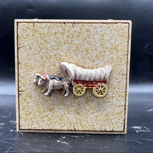 Vintage Matchbook Holder.   Laminate with 6 boxes of Matches. Oxen w/ wagon